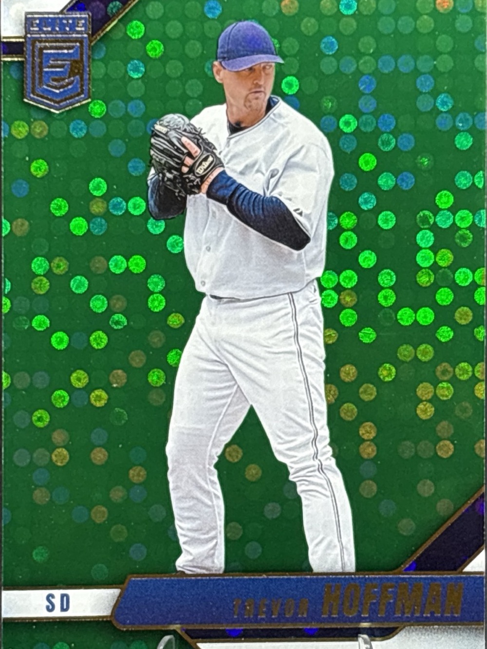 Panini Elite Green Holo Shimmer Trevor Hoffman Baseball Trading Card